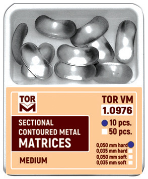 Sectional Contoured Metal Matrices, medium 10 pcs. 0.050mm 1.0976
